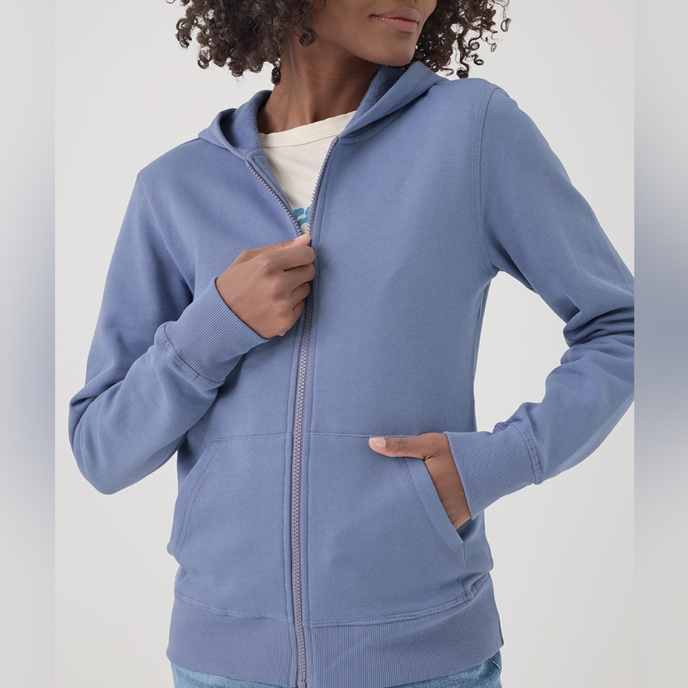Pact Cloud Brushed Fleece Zip Hoodie Blue Ice size XL